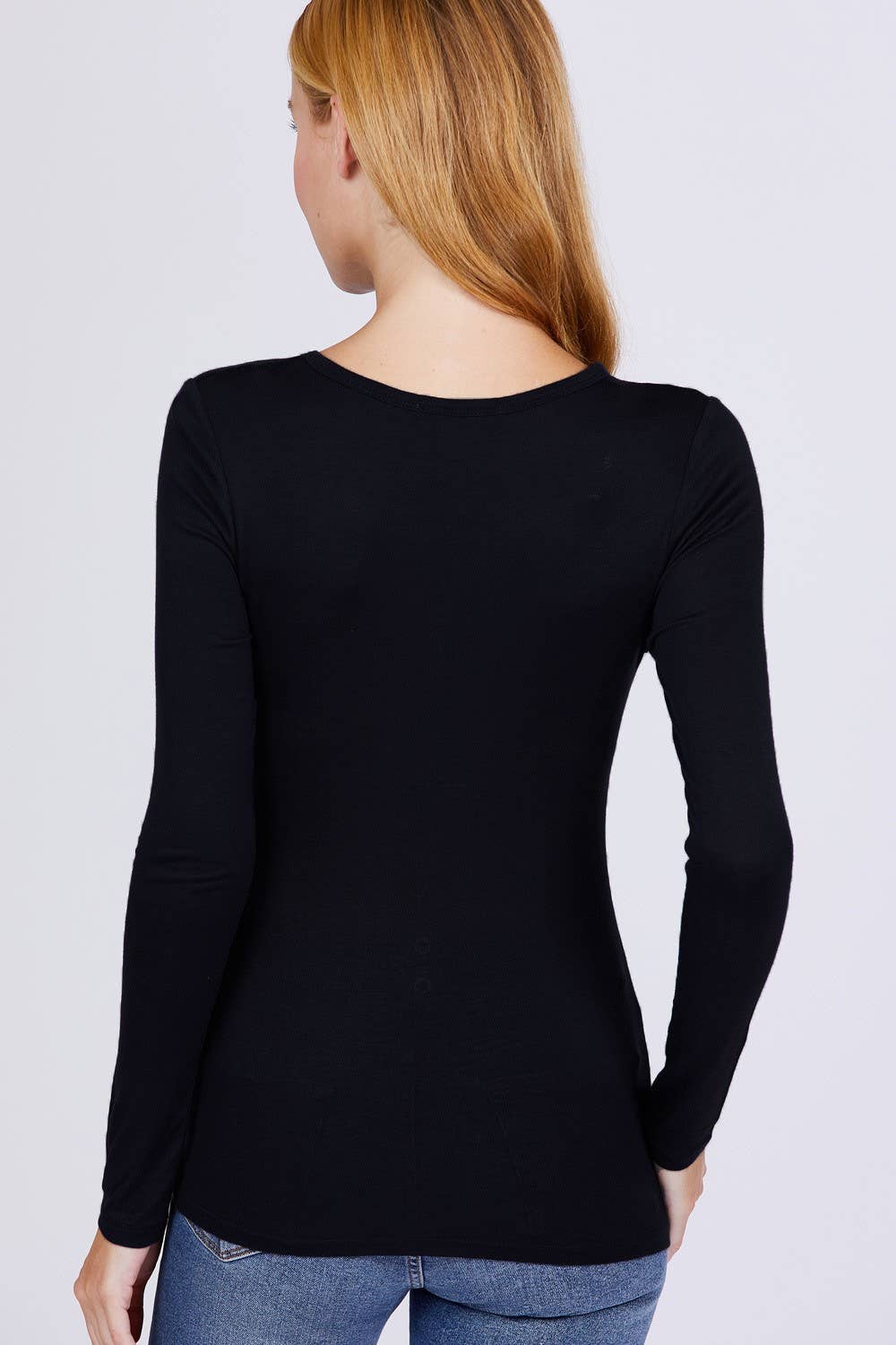 Long Sleeve Button Placket Rayon Spandex Jersey Top