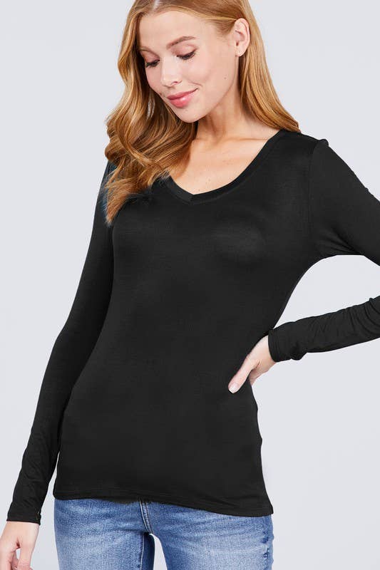Long Sleeve V-neck Top