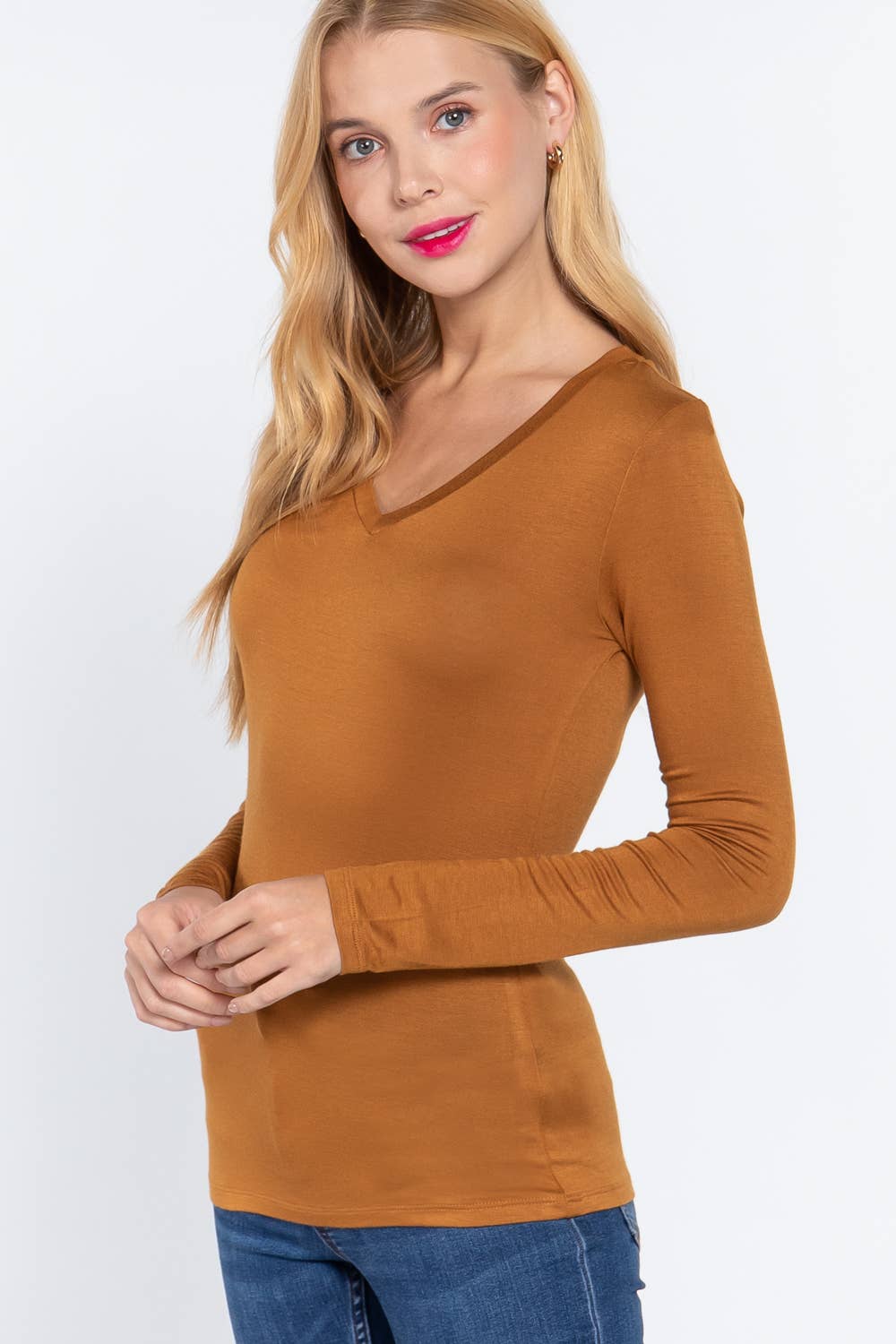 Long Sleeve V-neck Top