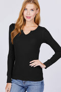 Long Sleeve Button Placket Rayon Spandex Jersey Top