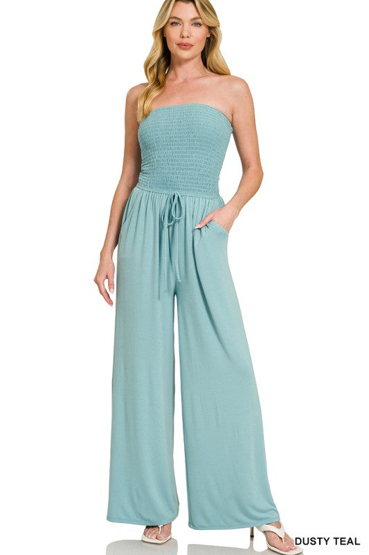 Smocked Tube Top Jumpsuit