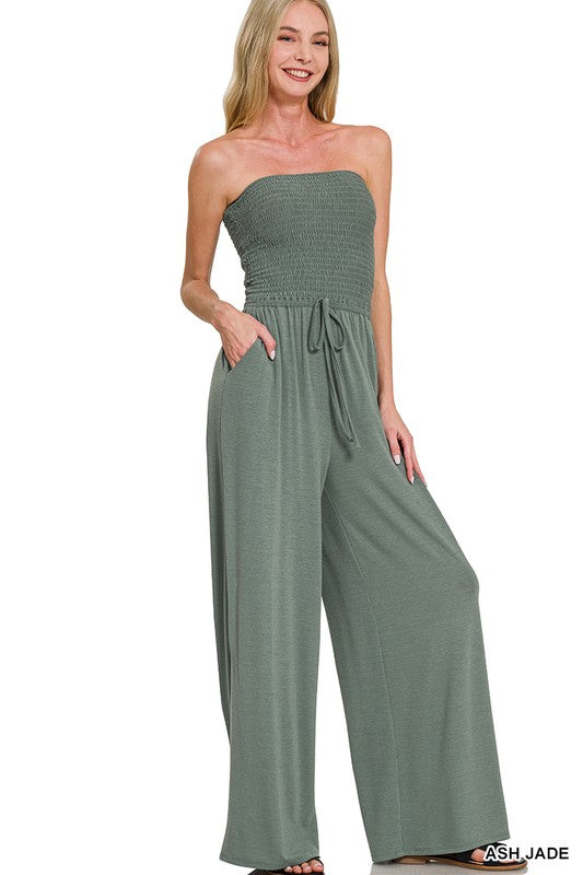 Smocked Tube Top Jumpsuit