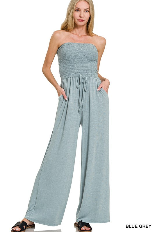 Smocked Tube Top Jumpsuit