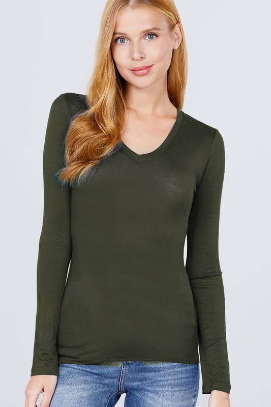 Long Sleeve V-neck Top