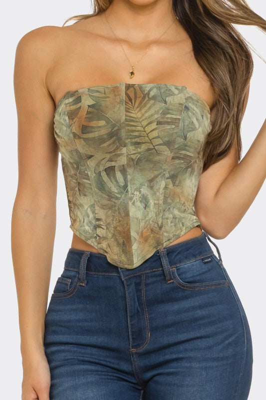 Printed Strapless Corset