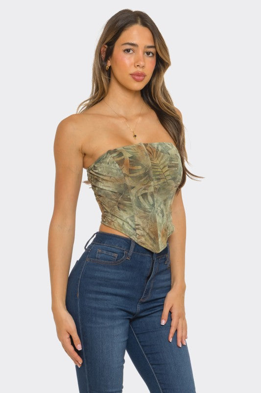 Printed Strapless Corset