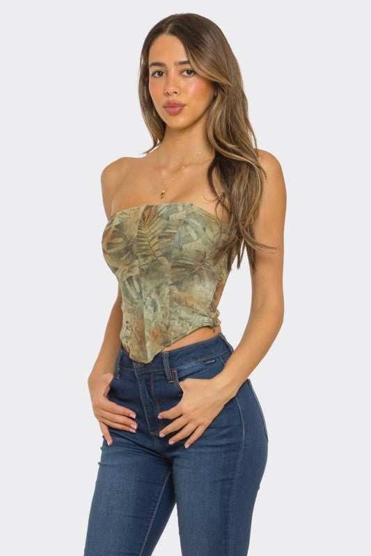 Printed Strapless Corset