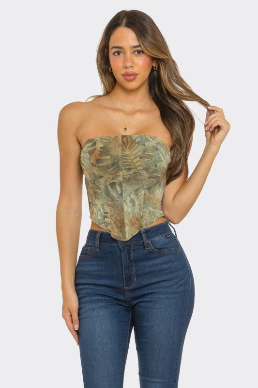 Printed Strapless Corset