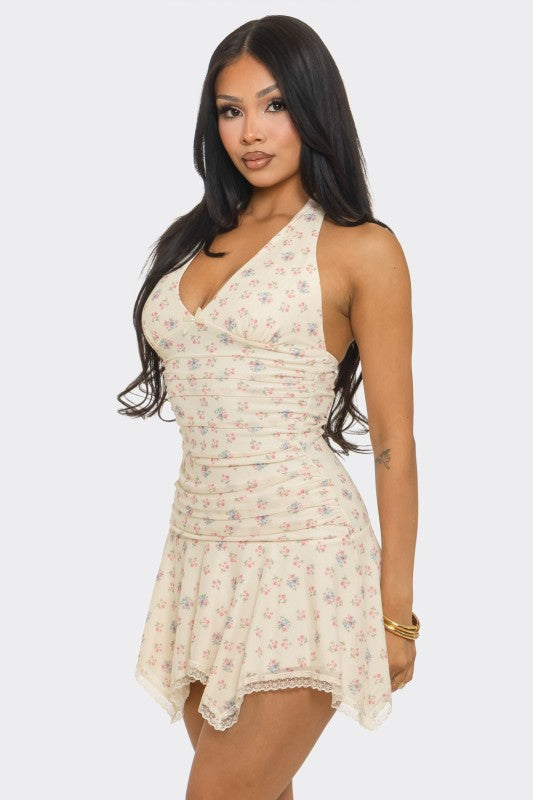 Halter Printed Mini Dress