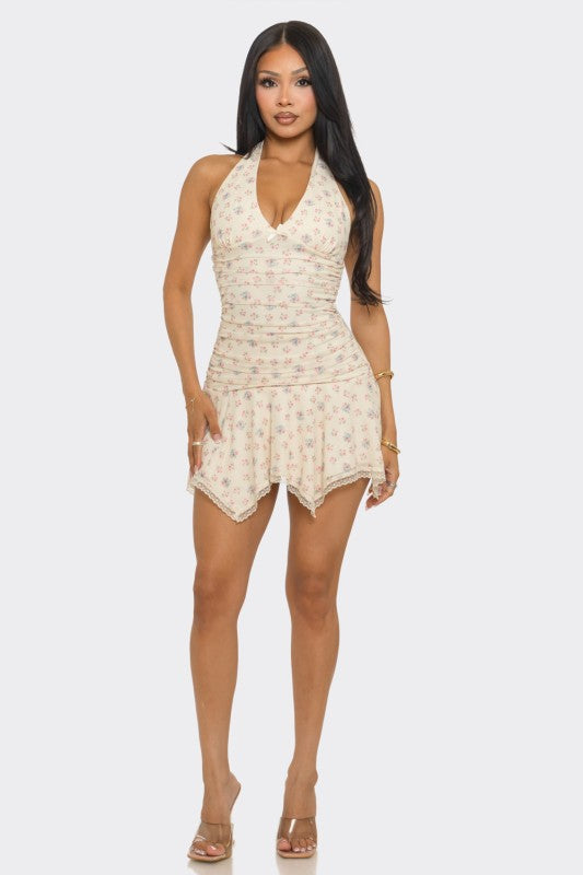 Halter Printed Mini Dress