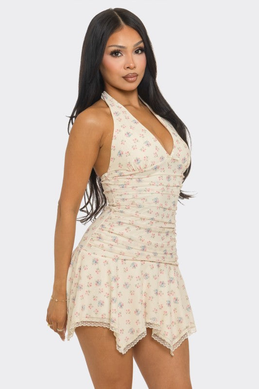 Halter Printed Mini Dress