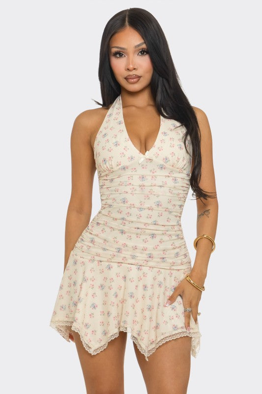 Halter Printed Mini Dress