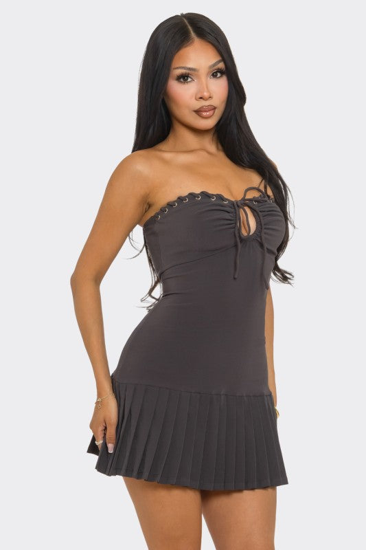 Tube Mini Pleated Dress