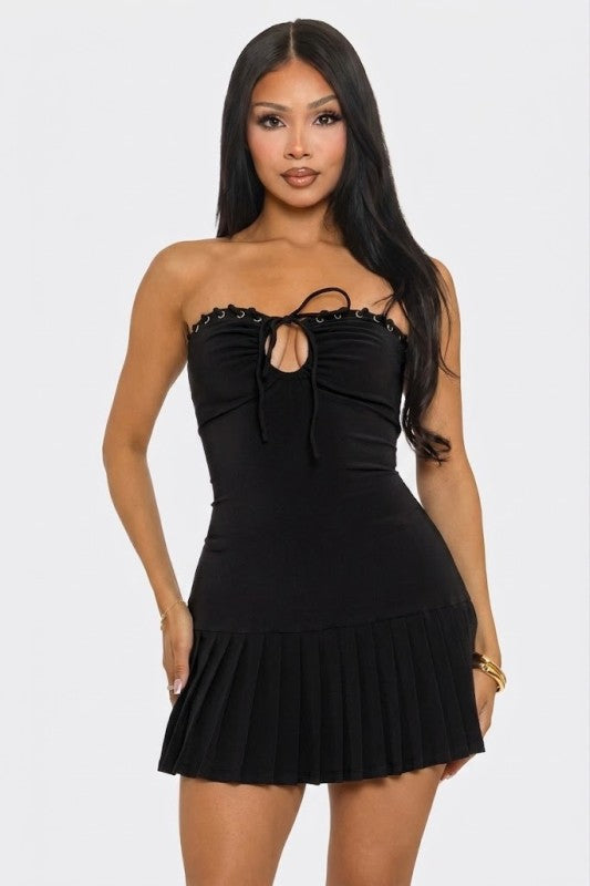 Tube Mini Pleated Dress