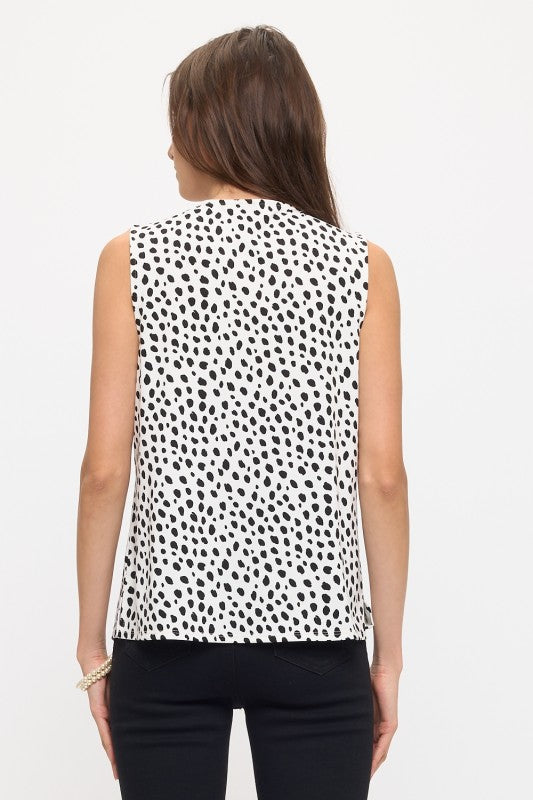 Dot Crepe Gold Low Bow Tank