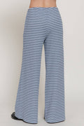 Elastic Waist Stripe Varigated Rib Long Pants