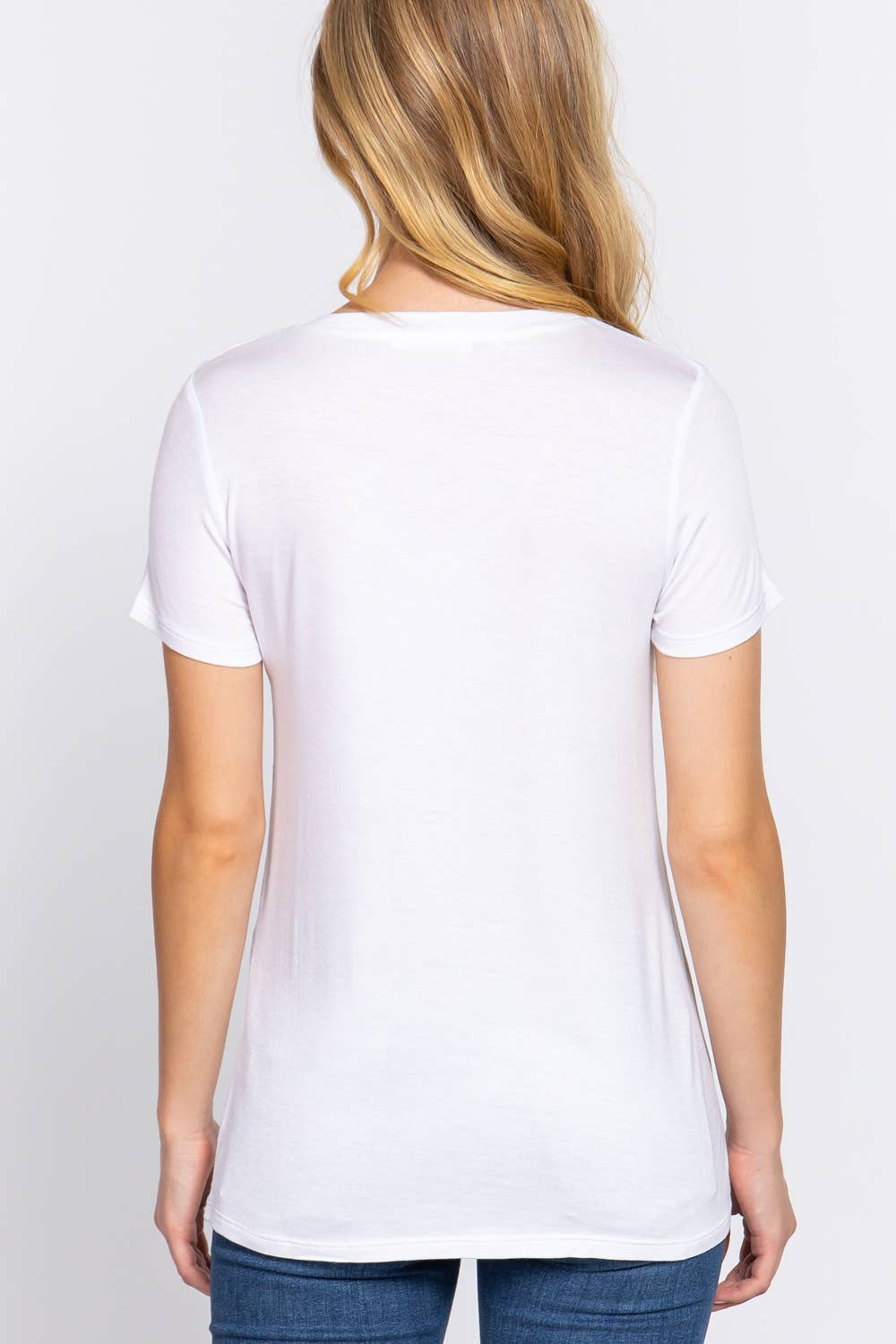Short Sleeve V-neck Top with Pocket