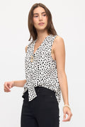 Dot Crepe Gold Low Bow Tank