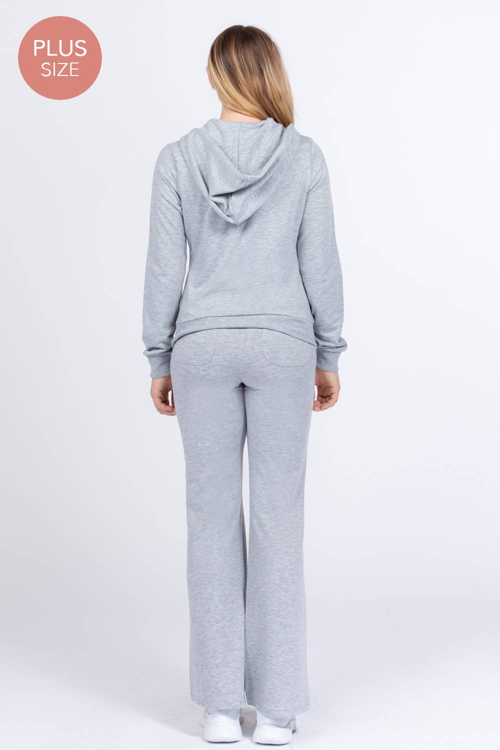 Long Sleeve Hoodie Jacket & Pants Sweatsuit Set Plus Size