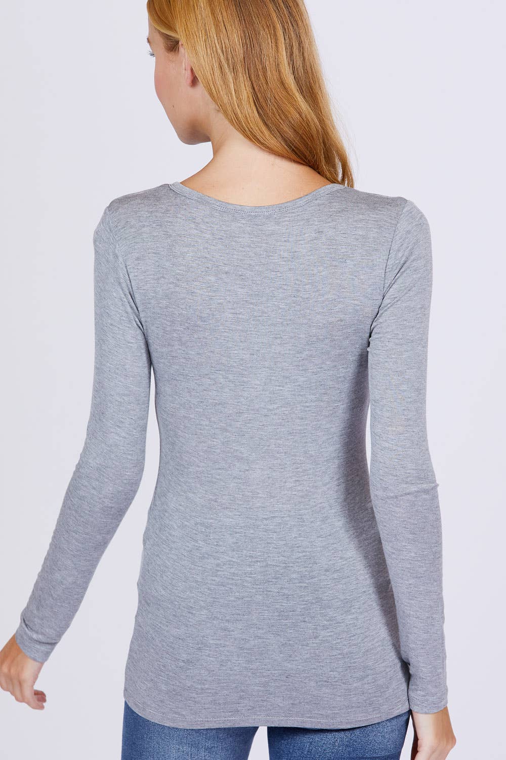 Long Sleeve Button Placket Rayon Spandex Jersey Top