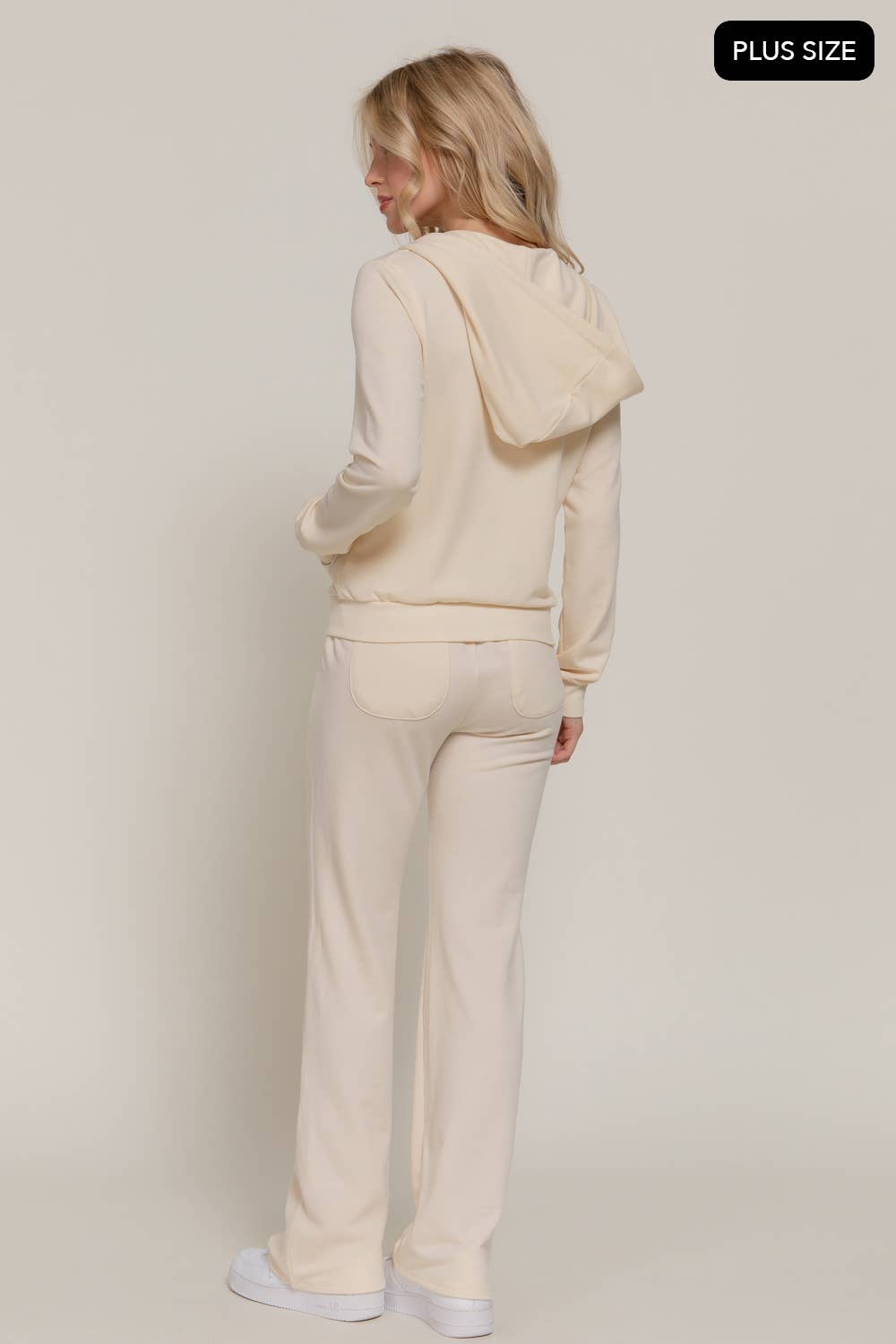 Long Sleeve Hoodie Jacket & Pants Sweatsuit Set Plus Size