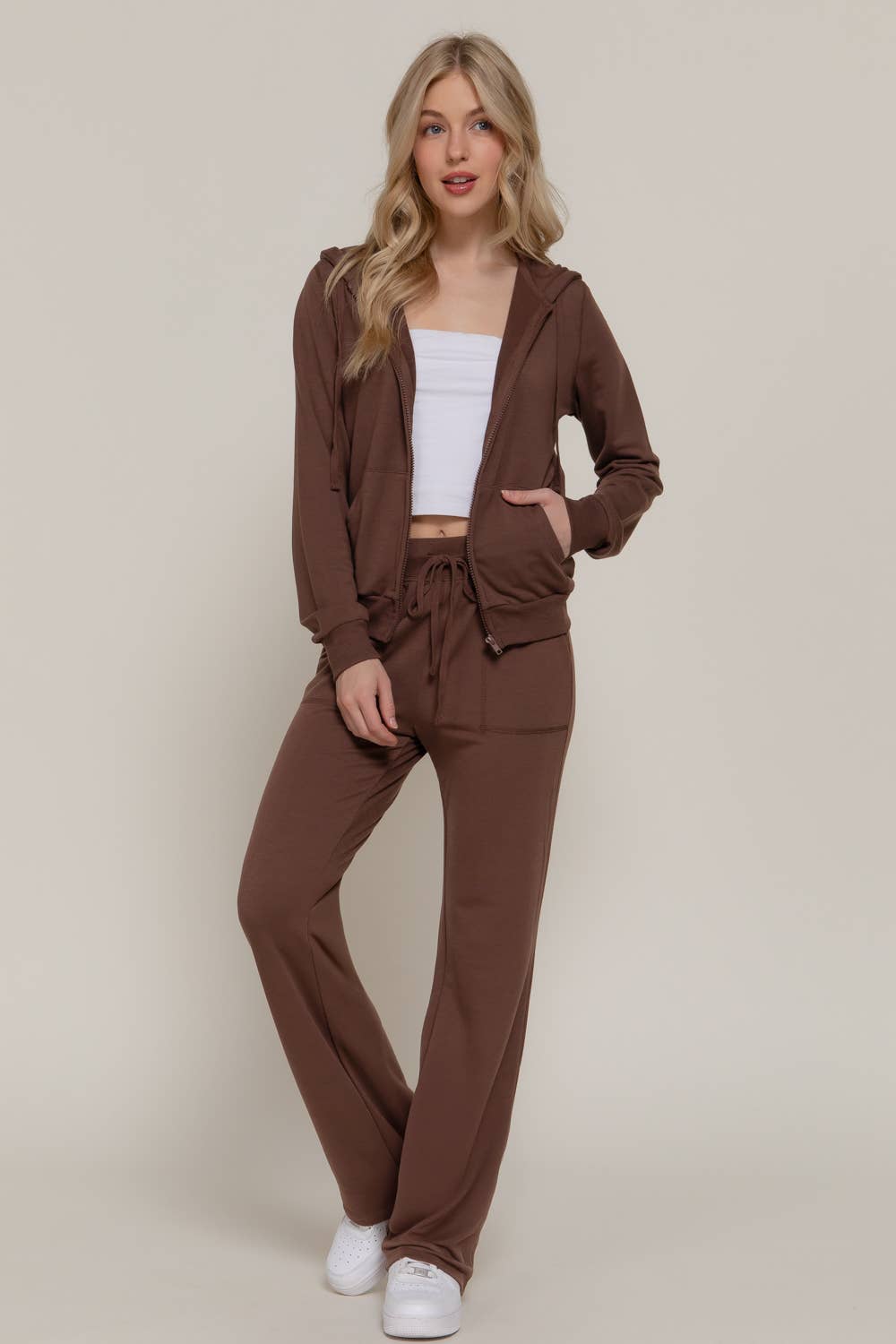 Long Sleeve Hoodie Jacket & Pants Sweatsuit Set