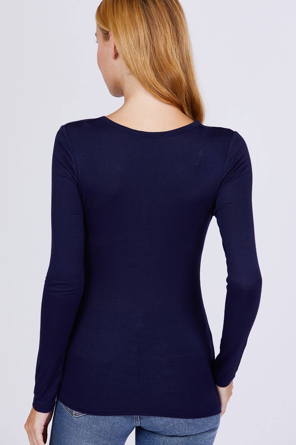 Long Sleeve Button Placket Rayon Spandex Jersey Top