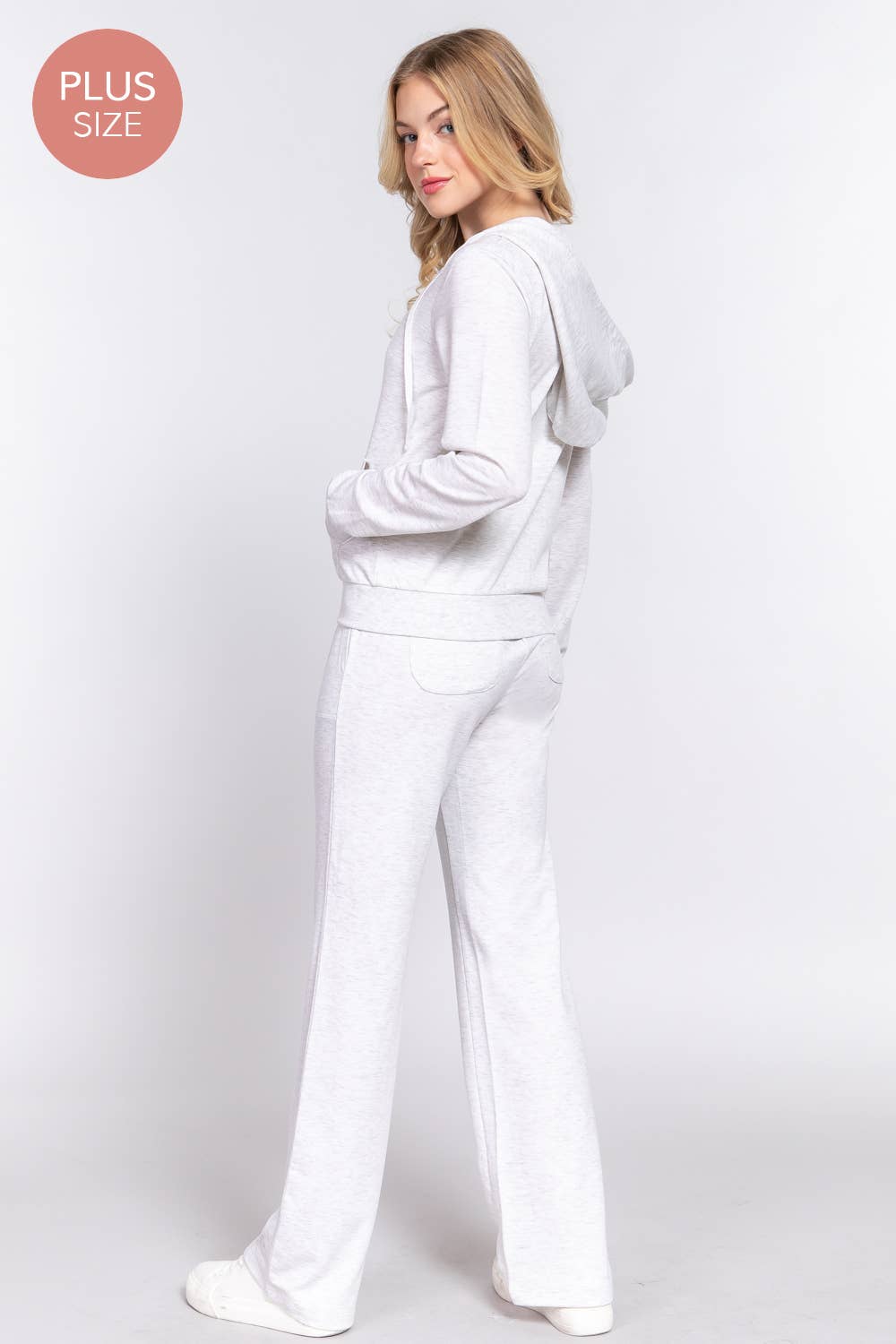 Long Sleeve Hoodie Jacket & Pants Sweatsuit Set Plus Size