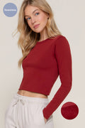 Long Sleeve Crew Neck Inner Seamless Crop Top