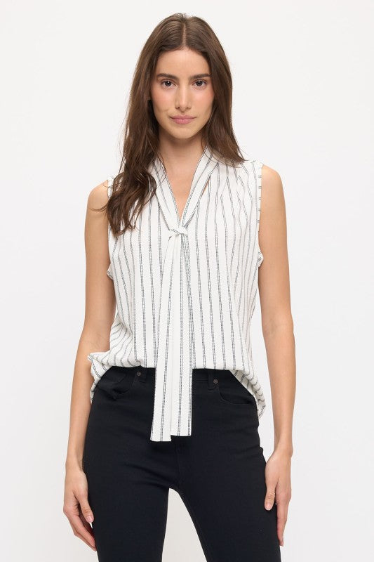 Stripe Low Bow Tie Tank