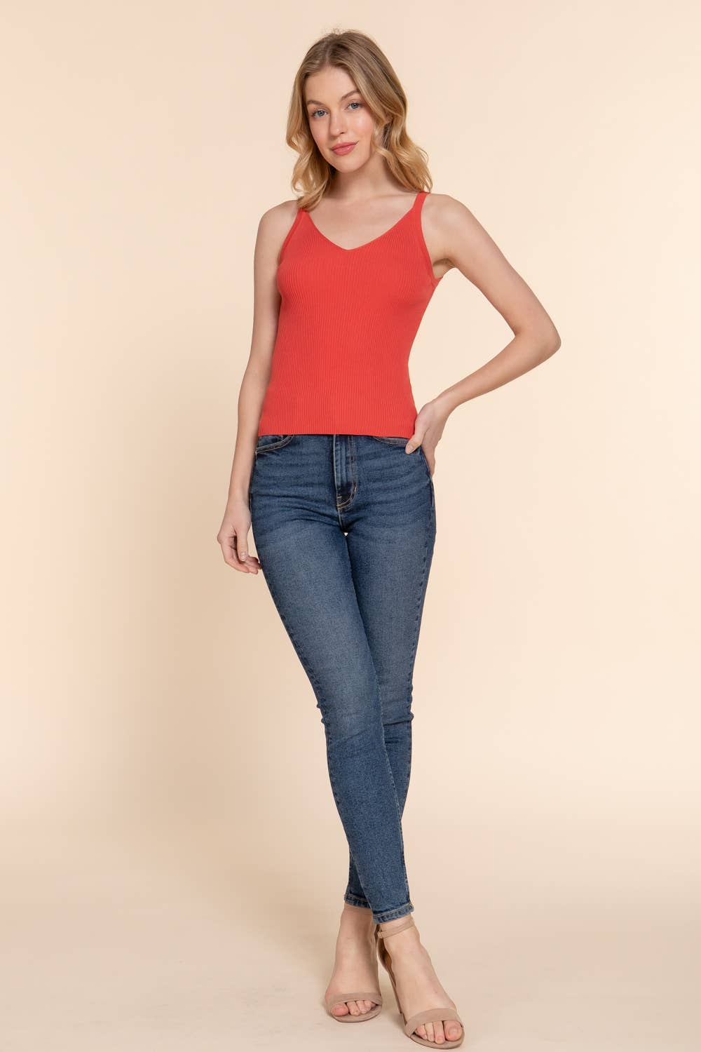 Double V-neck Cami Spring Sweater