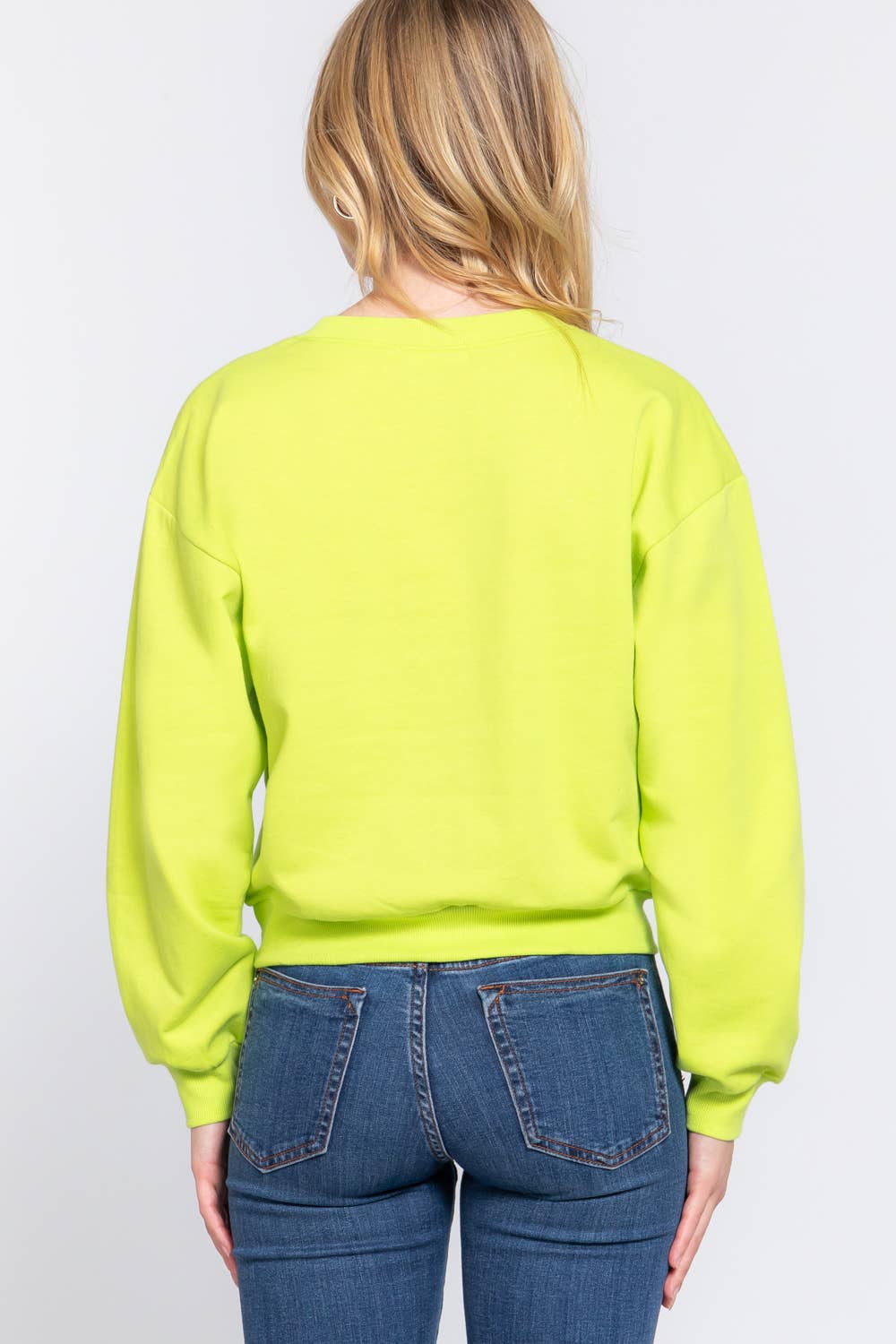 Long Sleeve Round Neck Crop SweatShirt