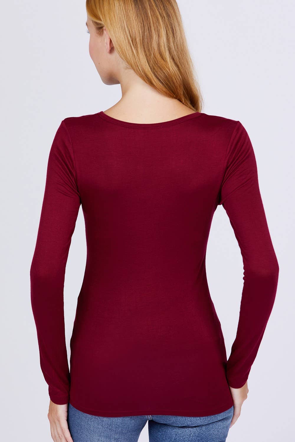 Long Sleeve Button Placket Rayon Spandex Jersey Top