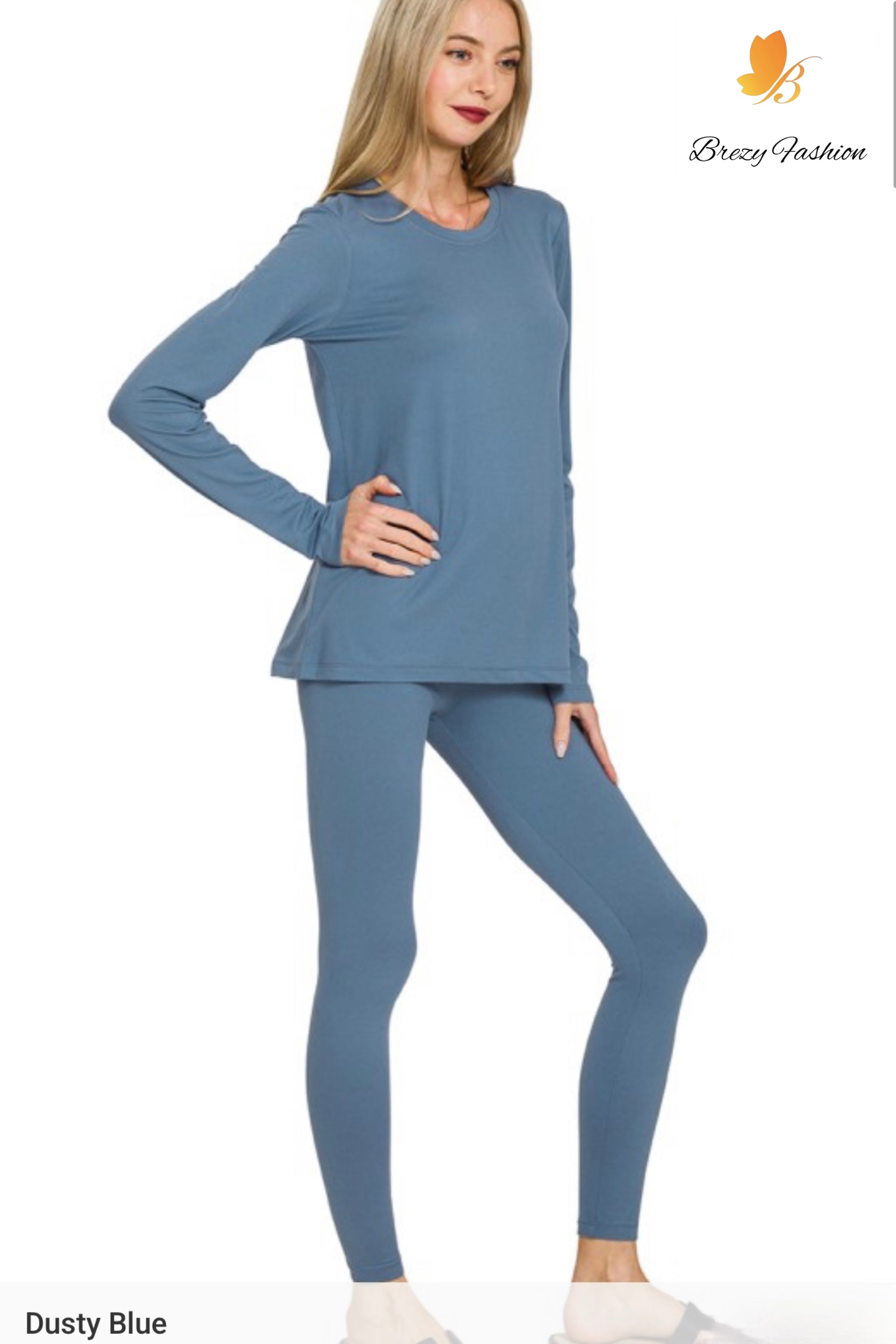 Microfiber Round Neck Top & Leggings Set