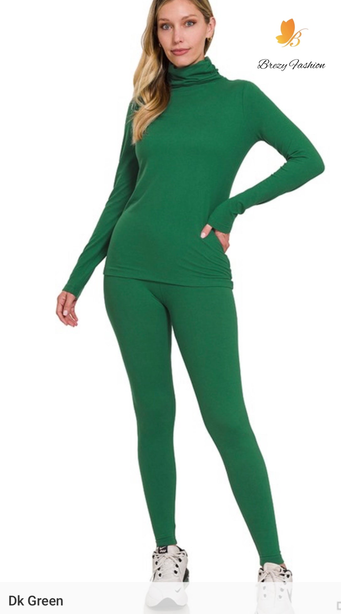 Microfiber Mock Neck Top & Leggings Set