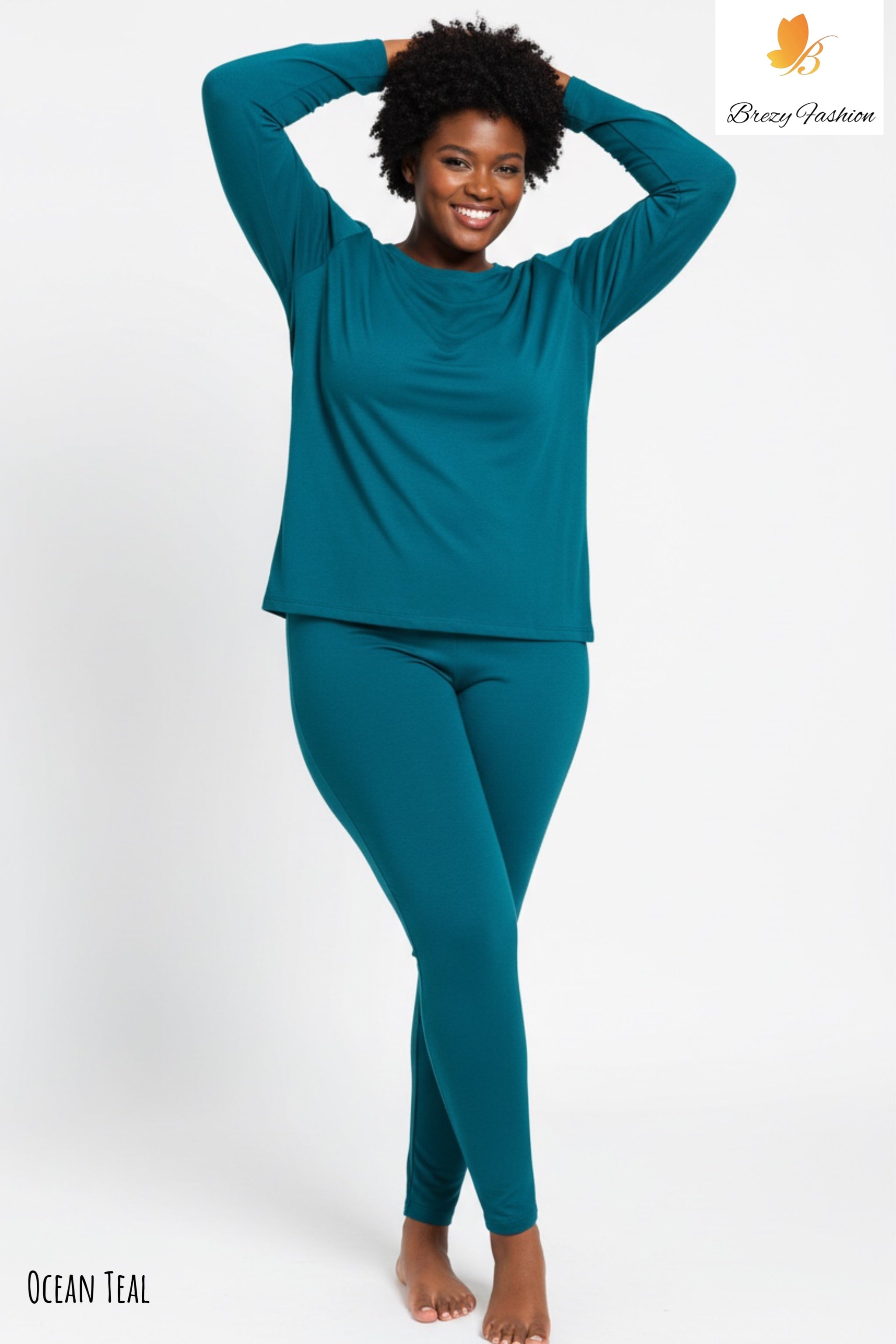 Microfiber Round Neck Top & Leggings Set