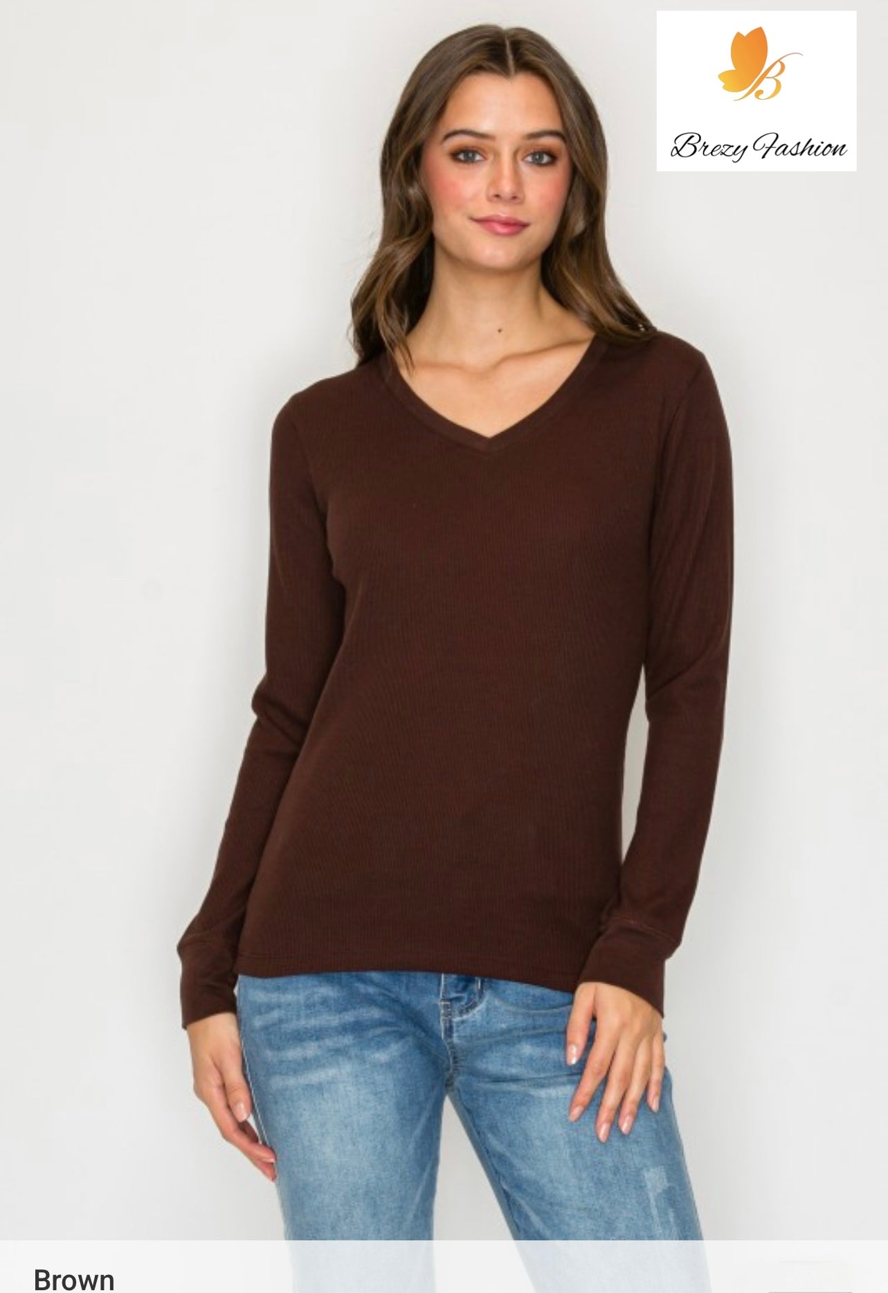 Long Sleeve V-neck Thermal Top