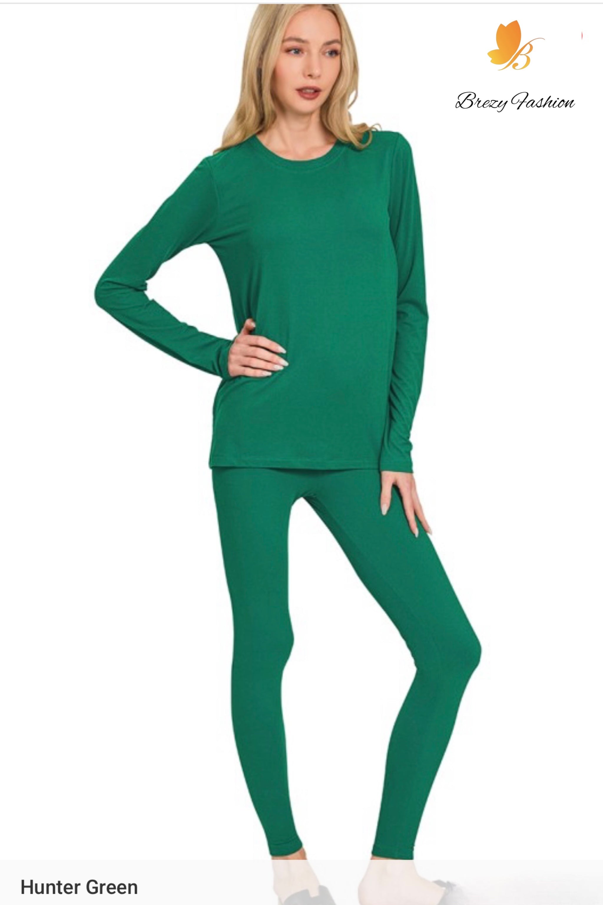Microfiber Round Neck Top & Leggings Set
