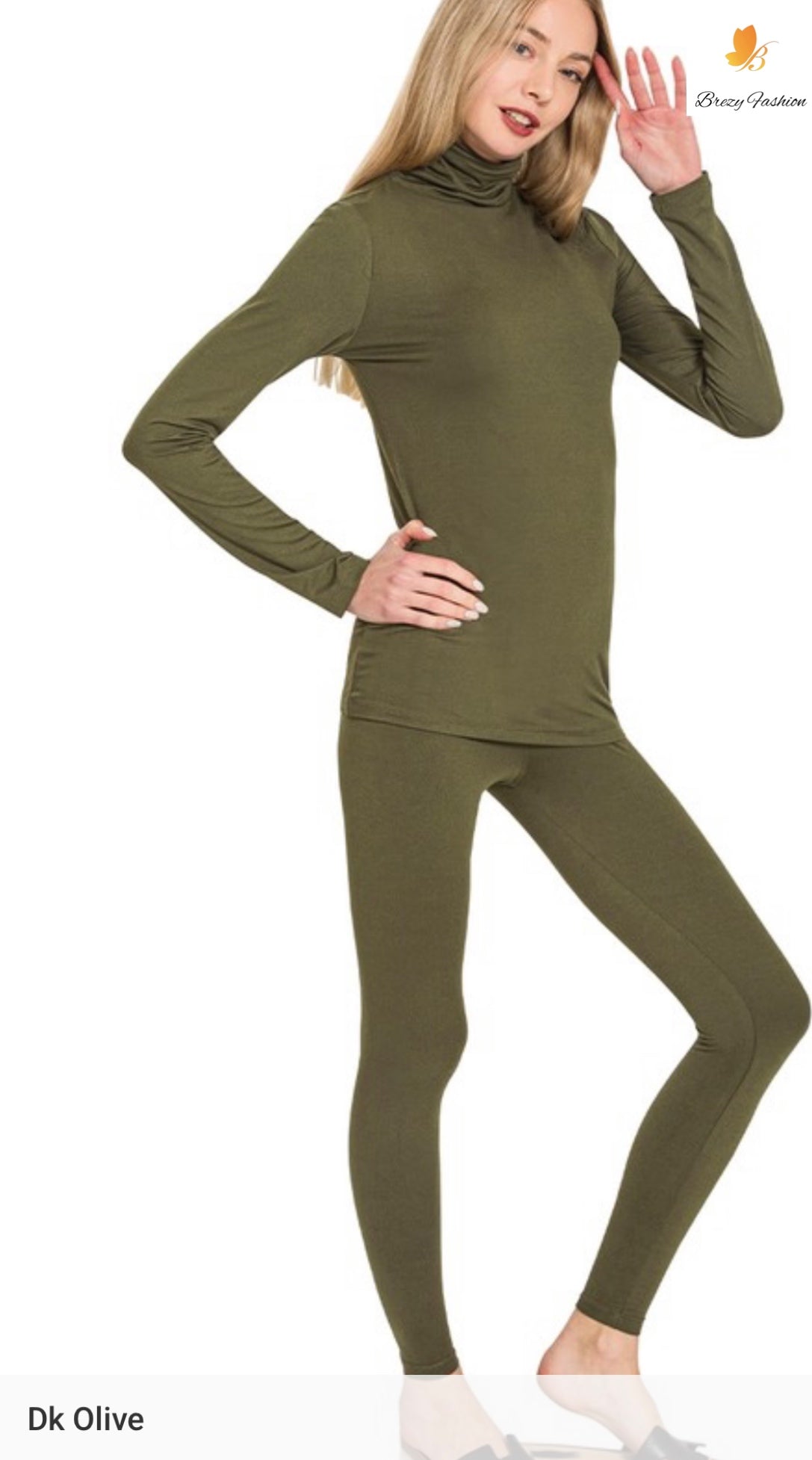 Microfiber Mock Neck Top & Leggings Set