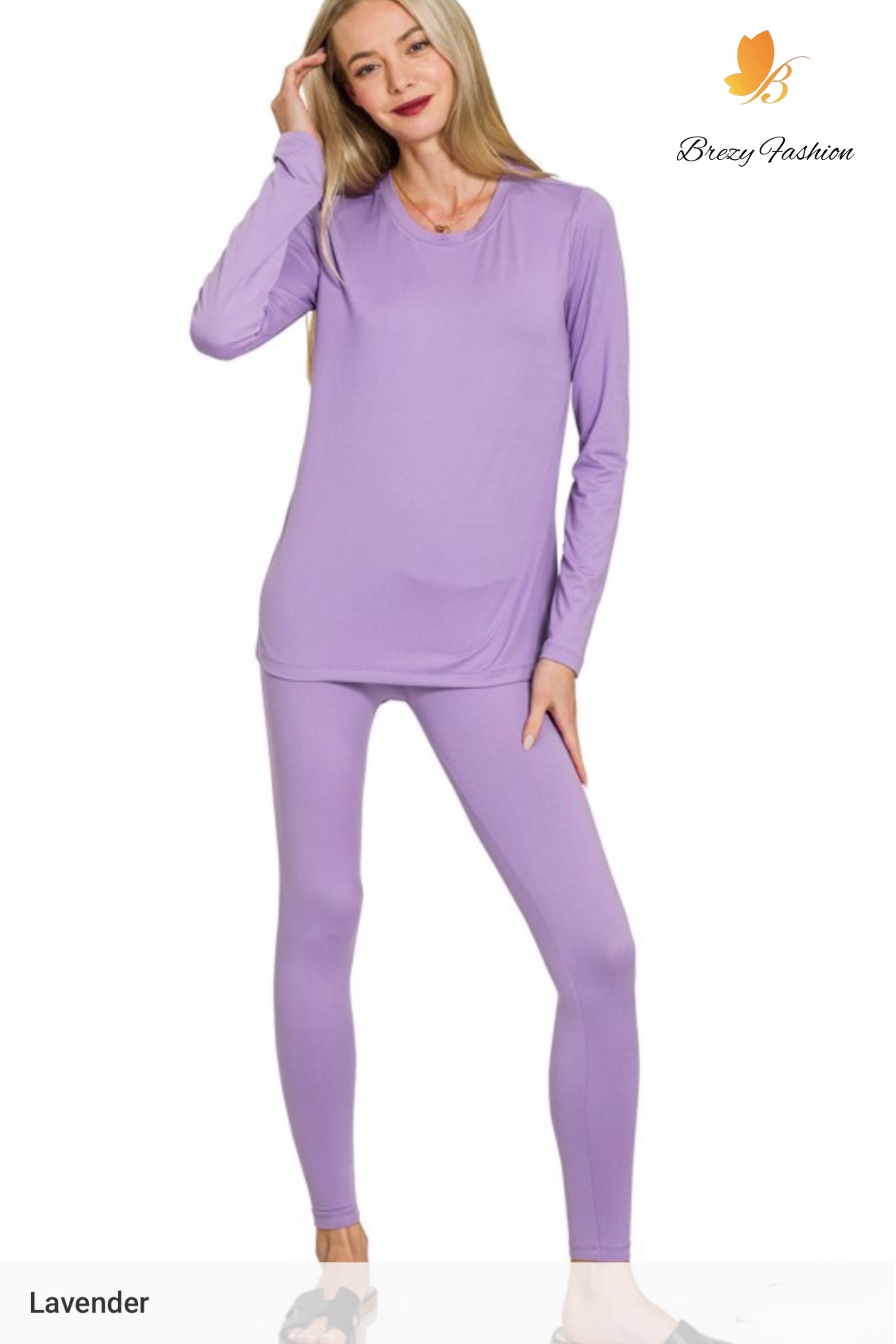 Microfiber Round Neck Top & Leggings Set