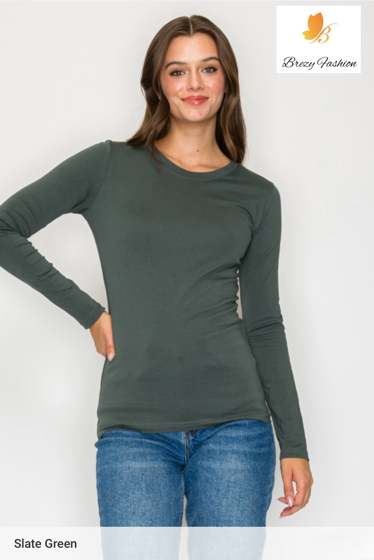 Basic Long Sleeve Round Neck Tee