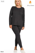 Plus Microfiber Round Neck Top & Leggings Set