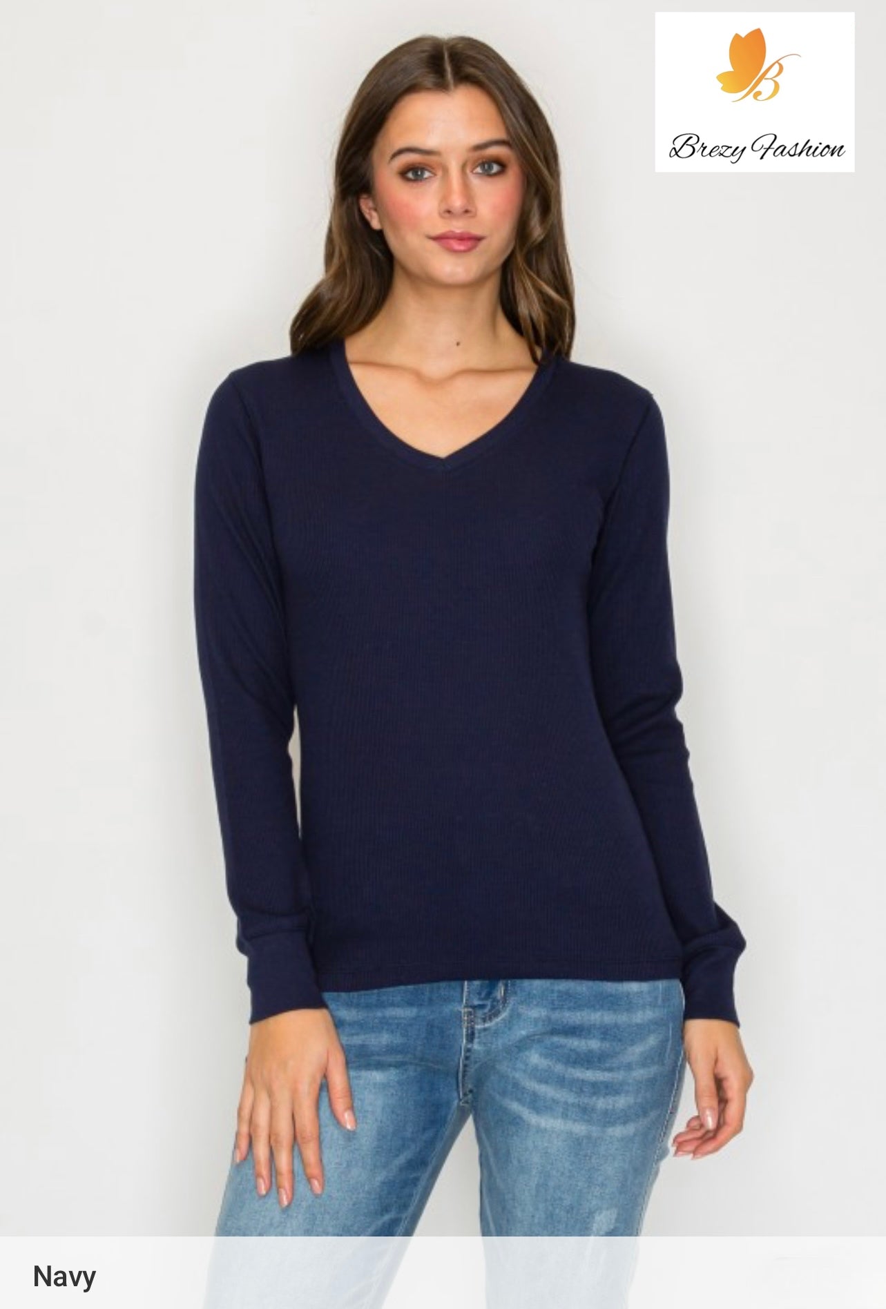 Long Sleeve V-neck Thermal Top