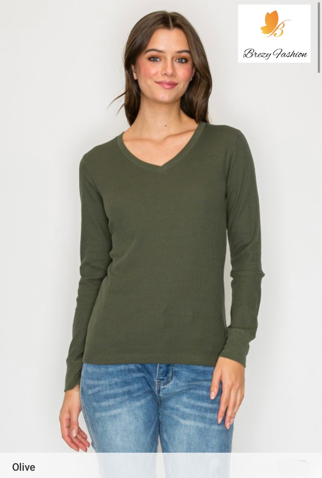 Long Sleeve V-neck Thermal Top