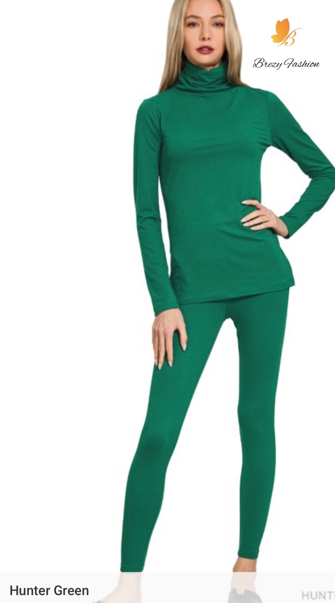 Microfiber Mock Neck Top & Leggings Set