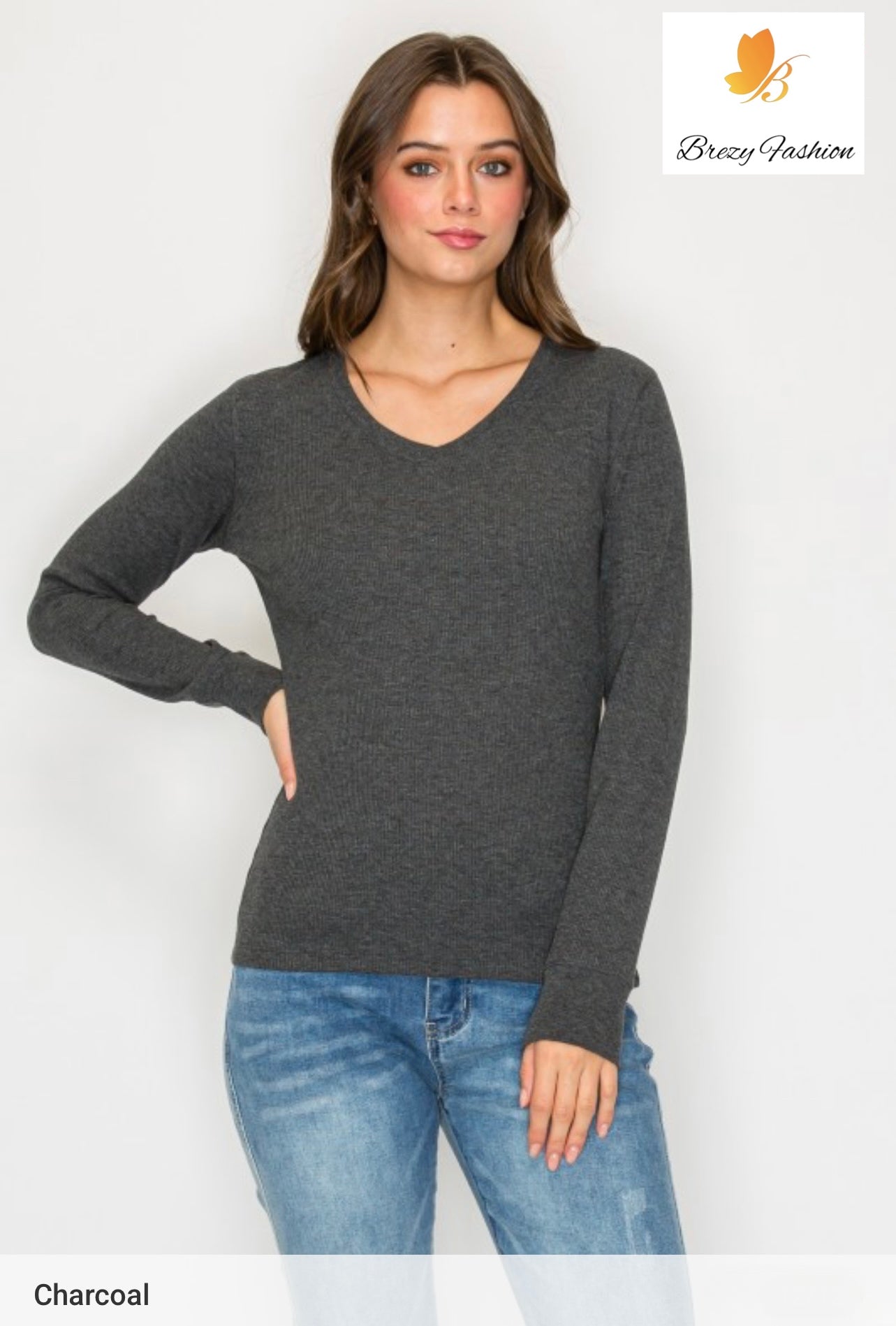 Long Sleeve V-neck Thermal Top