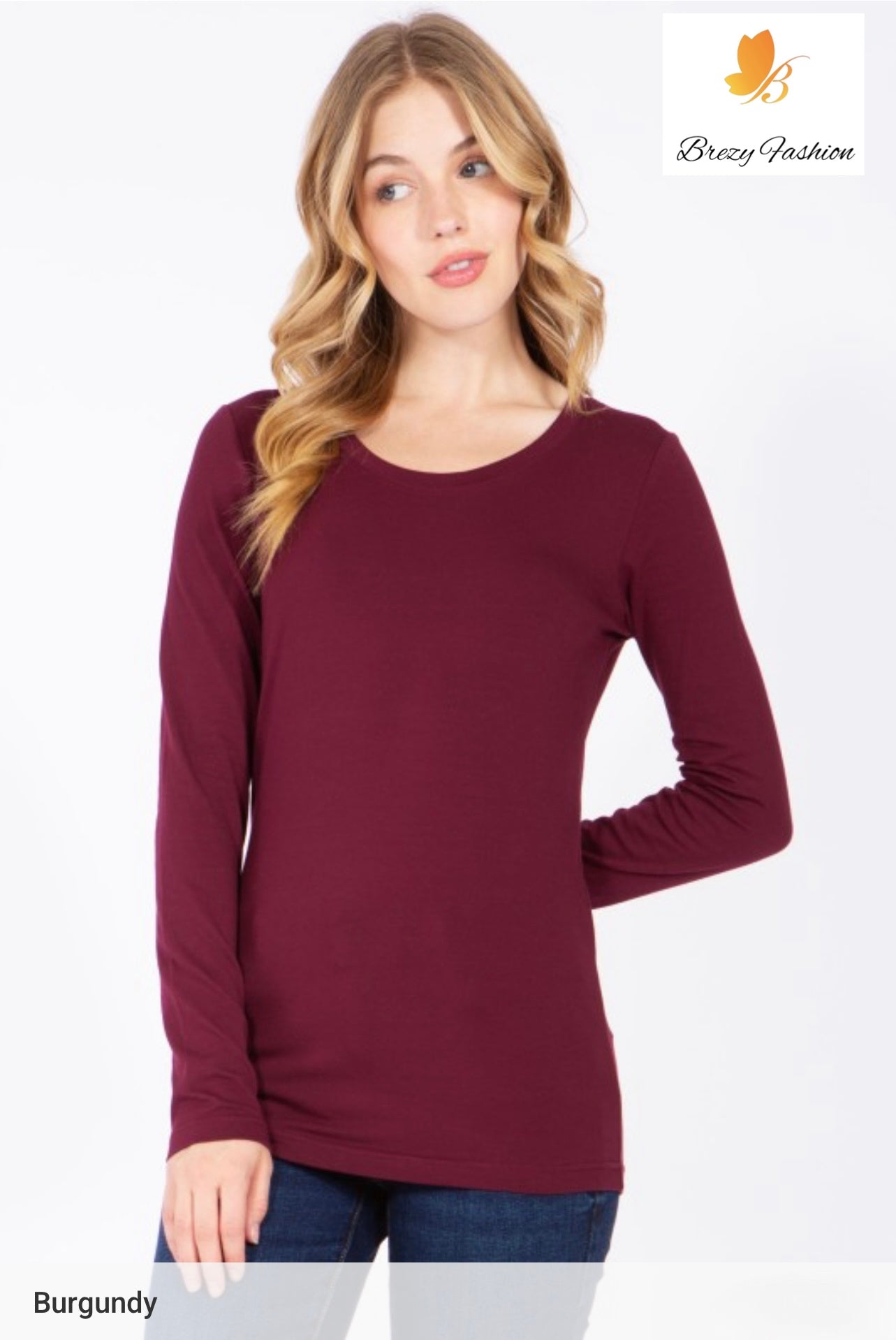 Basic Long Sleeve Round Neck Tee