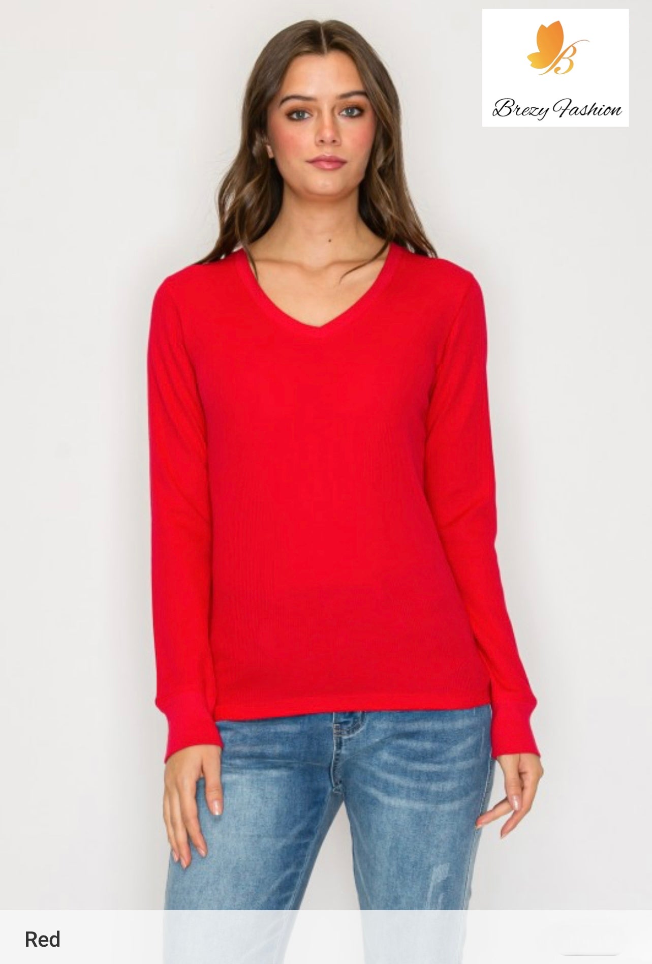 Long Sleeve V-neck Thermal Top