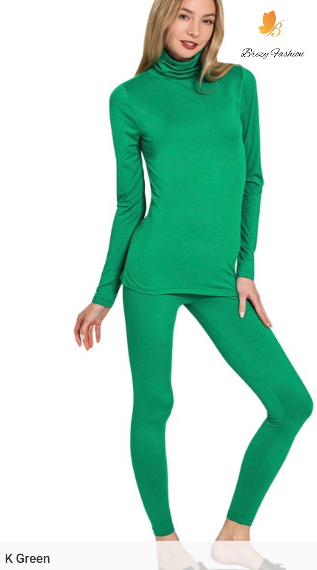 Microfiber Mock Neck Top & Leggings Set