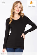 Basic Long Sleeve Round Neck Tee Plus Size